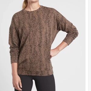 Athleta Balance pull over crew neck brown sweatshirt sizeMP